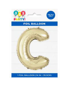321 Party! 14" Foil Gold "C" Letter Balloon
