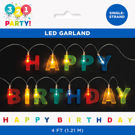 321 Party! 4 ft LED Happy Birthday Garland